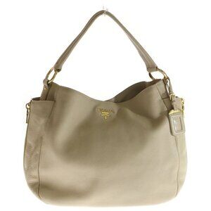 Prada Leather Shoulder Bag Gold Beige